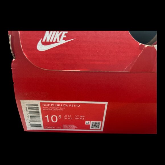 NIKE Dunk Low Retro 'White University Gold' Sneakers Size 10.5 - Picture 9 of 9